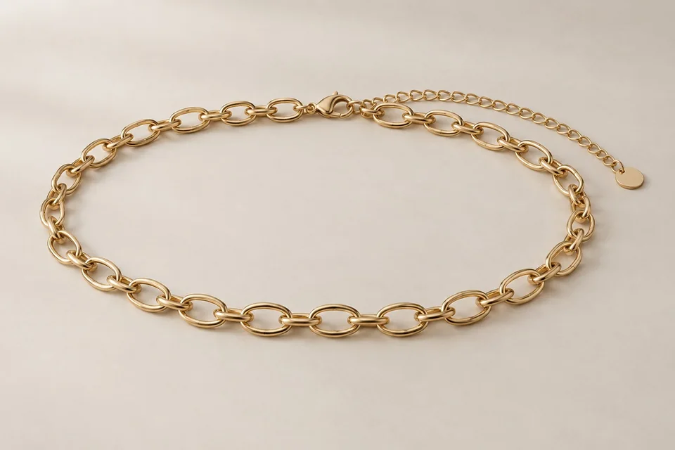 Gold-tone linked chain belt