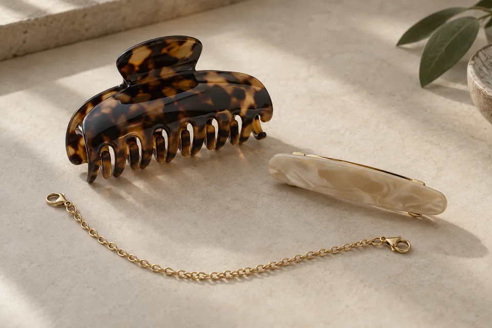 Hair clips and a detachable accessory chain