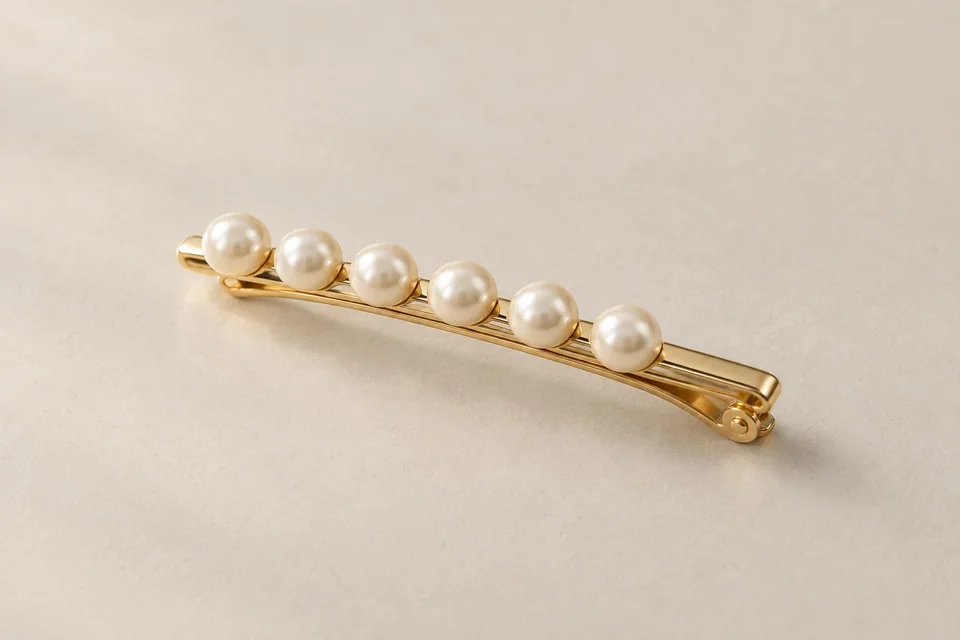 Ivory pearl-look bead barrette