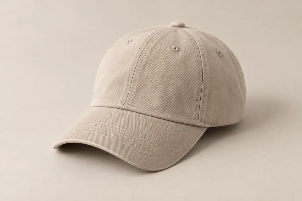 Stone-colored plain baseball cap