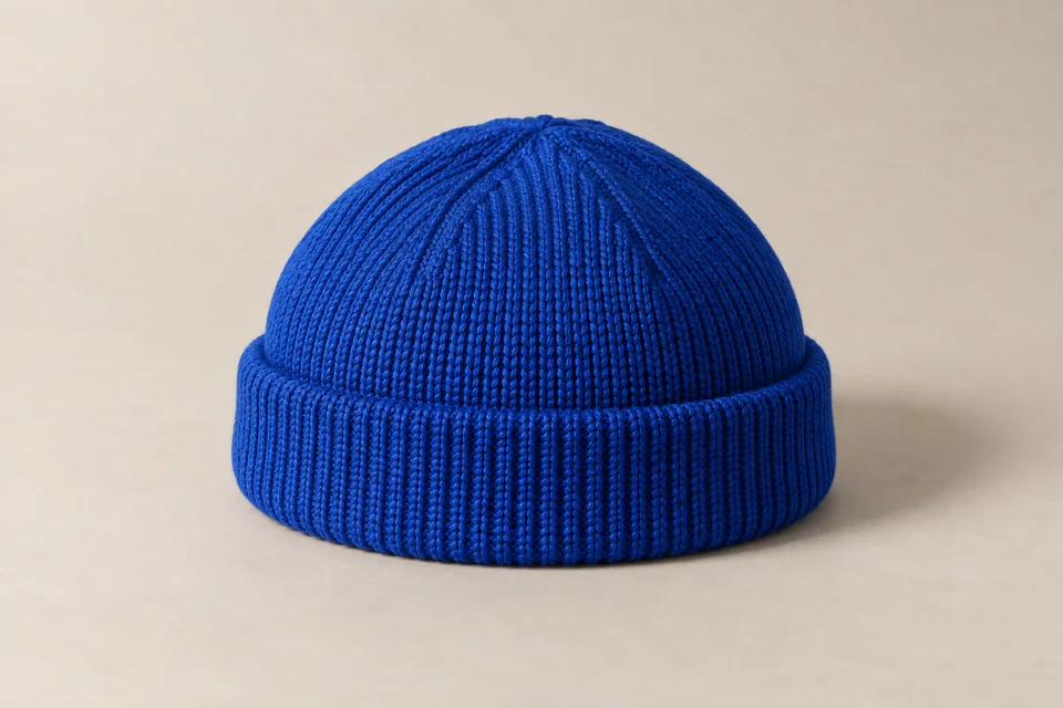 Cobalt blue short-cuff fisherman beanie