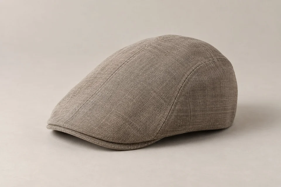 Taupe textured flat cap