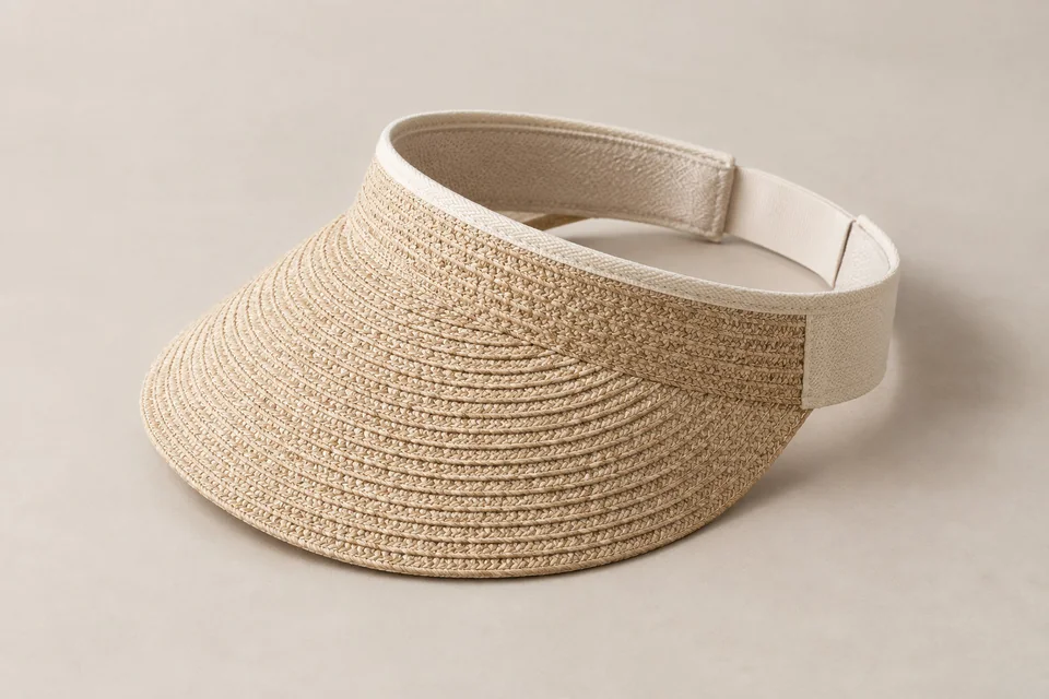 Natural-tone woven-look visor