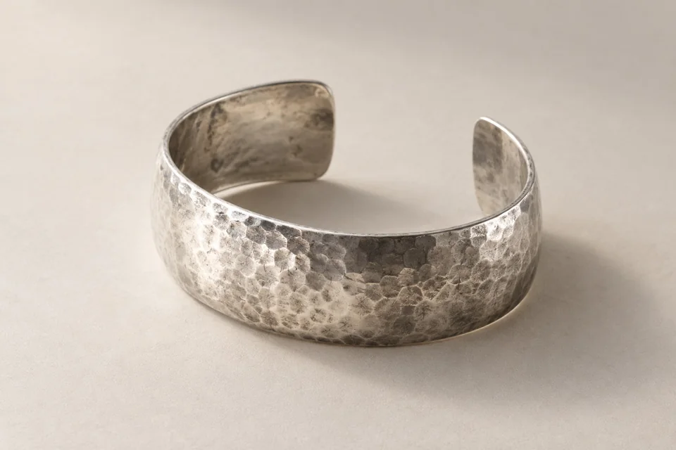 Antiqued silver-tone hammered cuff bracelet