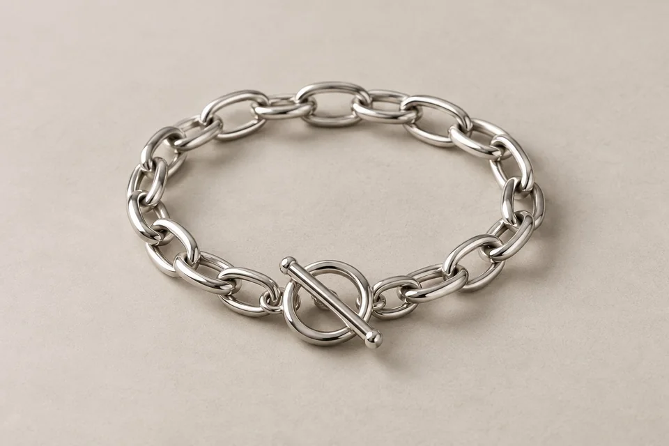 Silver-tone rounded-link bracelet