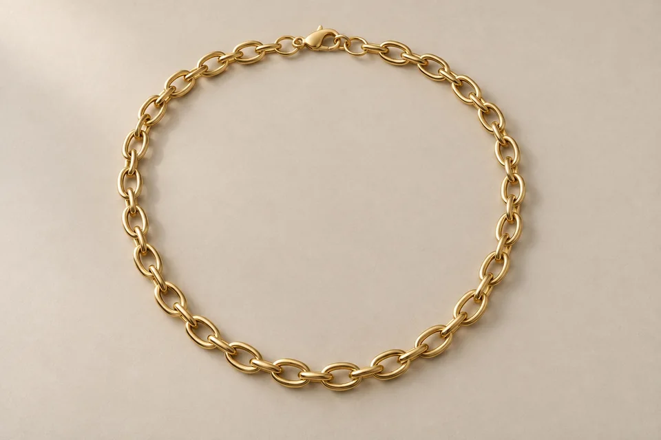 Gold-tone oval-link necklace