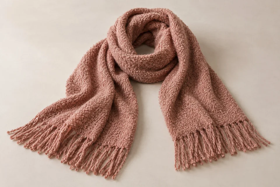 Clay-toned boucle-texture scarf