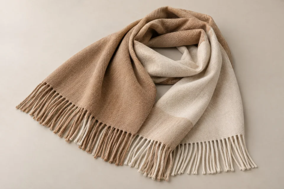 Camel and cream two-tone shawl